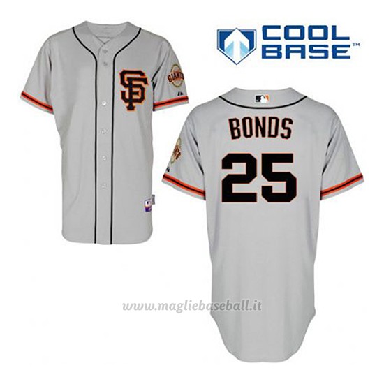 Maglia Baseball Uomo San Francisco Giants Barry Bonds 25 Grigio Alterner Cool Base